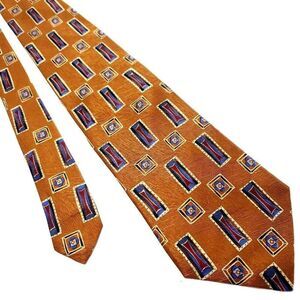 Ferrell Reed Brown Silk Tie Woven Geometric‎